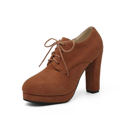 Kvaliteetne uus Flock Square Heel Naiste pumbad Mood Elegantne Naiste Sügisplatvorm Kõrged kontsad Kontorikingad Töökingad 34-43