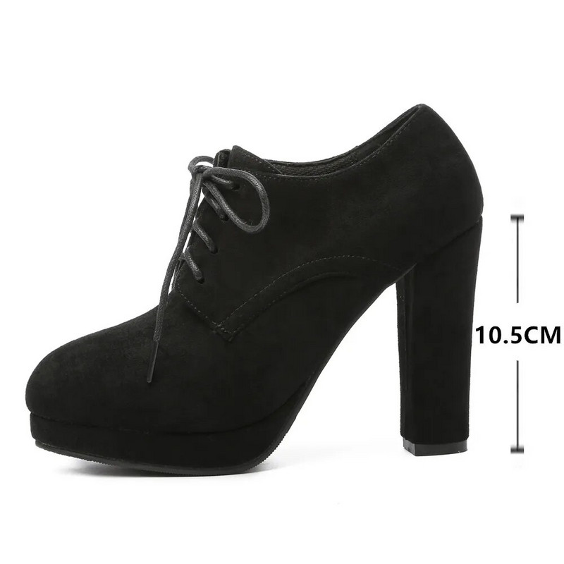 Kvaliteetne uus Flock Square Heel Naiste pumbad Mood Elegantne Naiste Sügisplatvorm Kõrged kontsad Kontorikingad Töökingad 34-43