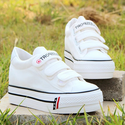 Comemore Άνοιξη 2022 Γυναικεία παπούτσια με εσωτερικό αυξανόμενο ύψος σε καμβά Wedge Trainers Γυναικεία πάνινα παπούτσια Γυναικεία αθλητικά παπούτσια με χοντρό κάτω μέρος