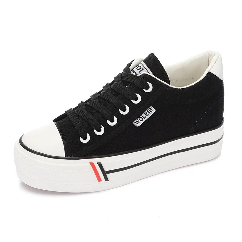 Comemore Άνοιξη 2022 Γυναικεία παπούτσια με εσωτερικό αυξανόμενο ύψος σε καμβά Wedge Trainers Γυναικεία πάνινα παπούτσια Γυναικεία αθλητικά παπούτσια με χοντρό κάτω μέρος