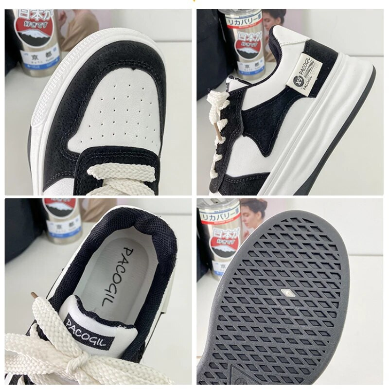 Καλοκαιρινά γυναικεία μικρά λευκά παπούτσια 2023 Νέα γυναικεία παπούτσια με χοντρό κάτω μαύρα ίσια παπούτσια Καλοκαιρινής μόδας Αντιολισθητικά γυναικεία casual παπούτσια