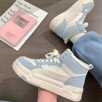 2023 Νέα Μπλε Πλατφόρμα Γυναικεία αθλητικά παπούτσια Vintage Casual Vulcanize Kawa Lolita Harajuku School Female Flats Zapatos