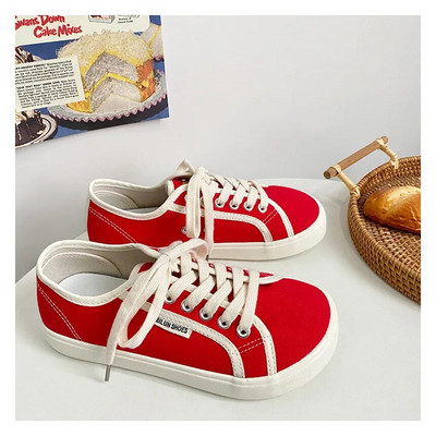 Narmitud lõuendiga tossud naistele Disainer Harajuku kingad Hip Hop Girl Platform tossud Naine Ahastuses kingad Punased Plimsollid