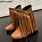 2023 m. mada, etninė moteris, bohemietė, paslėpta mocasin, pleištiniai batai su kutais, moteriški slydimo batai ruduo žiema Nauja