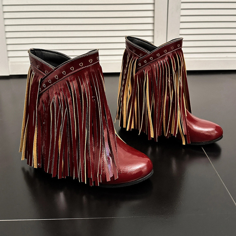 2023 m. mada, etninė moteris, bohemietė, paslėpta mocasin, pleištiniai batai su kutais, moteriški slydimo batai ruduo žiema Nauja