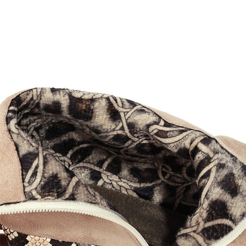 Dámske čižmy so špicatou špičkou a hadím vzorom, členkové čižmy na hrubom podpätku, vysoké podpätky, dámske čižmy na zips, jeseň/zima 2023