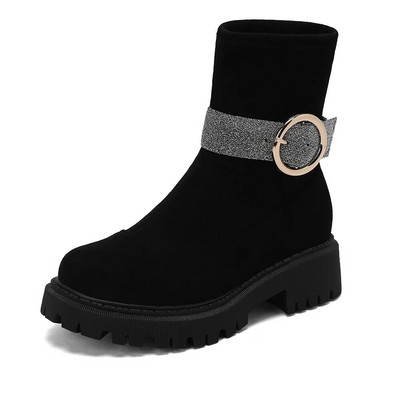 2023 Γυναικείες Μπότες Πλατφόρμας για Ανοιξιάτικα Φθινοπωρινά Παπούτσια Slip On Γυναικεία αγκράφα Μποτάκια Γόβες Γυναικείες Κοντές κάλτσες Botas Mujer