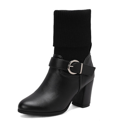 2024 m. rudens žiemos megzti trumpi batai moteriški Nauji kulkšnies kojinės Batai Moteriški madingi kulkšnies sagtis ant aukštakulnių Botas De Mujer