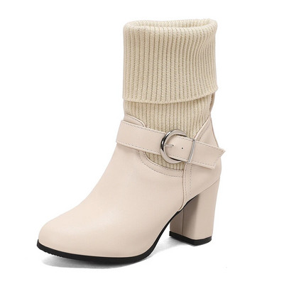 2024 m. rudens žiemos megzti trumpi batai moteriški Nauji kulkšnies kojinės Batai Moteriški madingi kulkšnies sagtis ant aukštakulnių Botas De Mujer