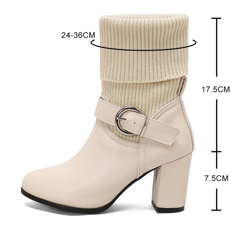 2024 m. rudens žiemos megzti trumpi batai moteriški Nauji kulkšnies kojinės Batai Moteriški madingi kulkšnies sagtis ant aukštakulnių Botas De Mujer