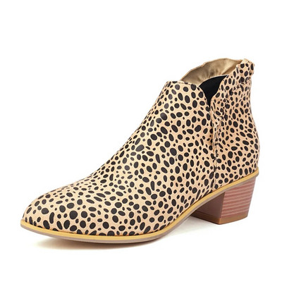 2023 Άνοιξη φθινόπωρο με χοντρές γόβες Κοντές γυναικείες μπότες PU Δερμάτινο V-Cut μυτερό μποτάκι Botas Mujer Slip-on Chelsea Μπότες Μέγεθος 34-43