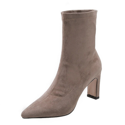 Μόδα Γυναικεία Παπούτσια Ψηλά τακούνια Ελαστικές κάλτσες Γυναικείες μπότες Stretch ύφασμα με μυτερά μποτάκια Παπούτσια Γυναικεία Pumps Μέγεθος 33-45