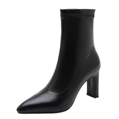 Μόδα Γυναικεία Παπούτσια Ψηλά τακούνια Ελαστικές κάλτσες Γυναικείες μπότες Stretch ύφασμα με μυτερά μποτάκια Παπούτσια Γυναικεία Pumps Μέγεθος 33-45