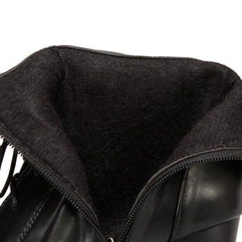 Маркови модни 11CM дебел ток Дамски ботуши с кръгли пръсти на платформа и къси ботуши с висок ток Боти до глезена с връзки Размер 32-43 Есен НОВО