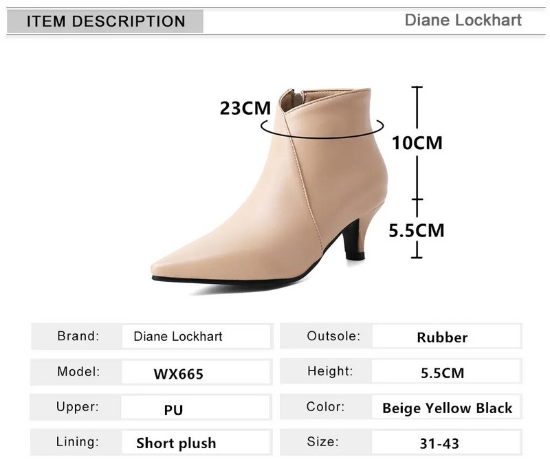 Jesen 2023. Nove ženske čizme na visoku petu sa šiljatim prstima Modne gležnjače Ženske čizme s patentnim zatvaračem Jeftine čizme na visoku petu Cipele Ženske 31-43