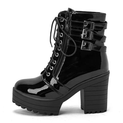 Cipele Ženske motociklističke čizme Jesen Zima Ženske čizme 2023. Elegantne ženske gležnjače Visoke pete Platforme Seksi Botas kopča Bijela