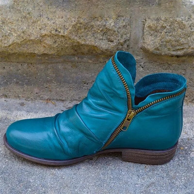 Cizme femei Botine noi din piele Pantofi plati Toamna Iarna Cizme de zapada Platforma Fermoar Cizme punk toc patrat Pantofi dama
