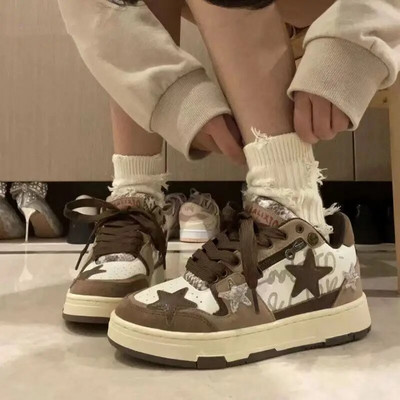 Moteriški riedlenčių batai džinsiniai žalios spalvos sportbačiai su žvaigždute Moteriški prabangūs batai lauke, moteriški guminiai Zapatos Mujer vulkanizuoti batai