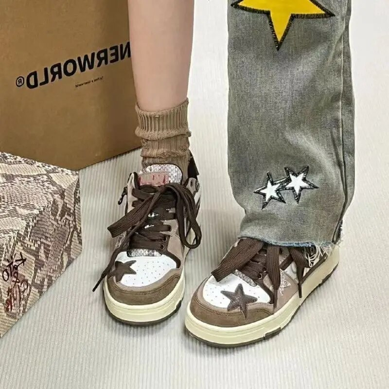 Moteriški riedlenčių batai džinsiniai žalios spalvos sportbačiai su žvaigždute Moteriški prabangūs batai lauke, moteriški guminiai Zapatos Mujer vulkanizuoti batai