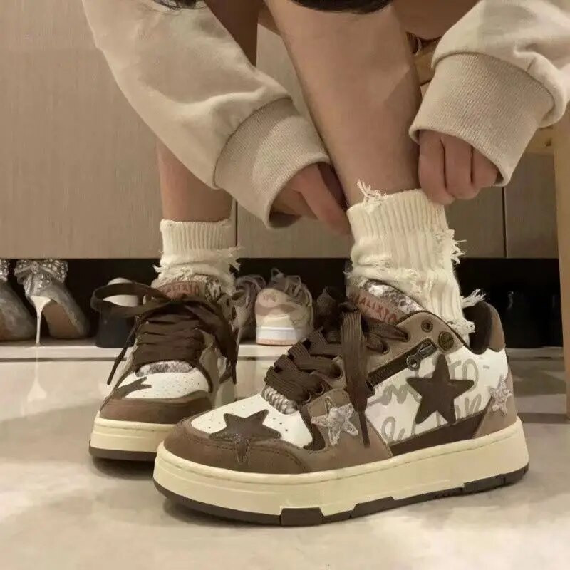 Moteriški riedlenčių batai džinsiniai žalios spalvos sportbačiai su žvaigždute Moteriški prabangūs batai lauke, moteriški guminiai Zapatos Mujer vulkanizuoti batai