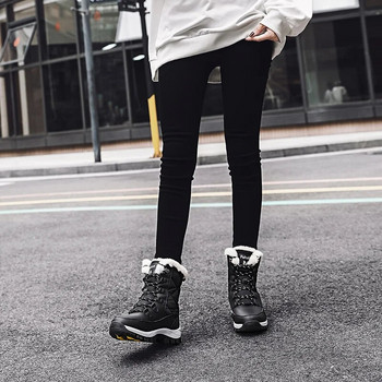 Moipheng Μποτάκια Γυναικεία Χειμερινά Παπούτσια Διατηρούνται ζεστά Αντιολισθητικά Μαύρα Μποτάκια Χιονιού Γυναικείες μπότες με κορδόνια Plus μέγεθος 41 Μπότες Chaussures Femme