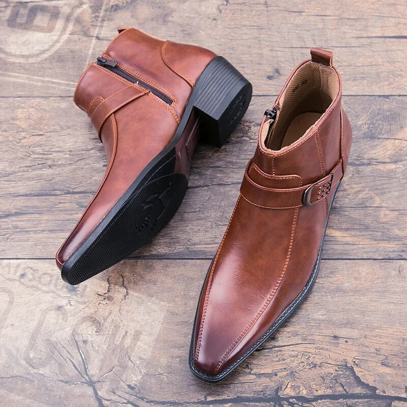 2022 m. nauji vyriški retro stiliaus kaubojiški batai odiniai batai Chelsea batai smailia nosimi Vyriški batai su užtrauktuku Vyriški kulkšnies batai rudeniniai žieminiai batai