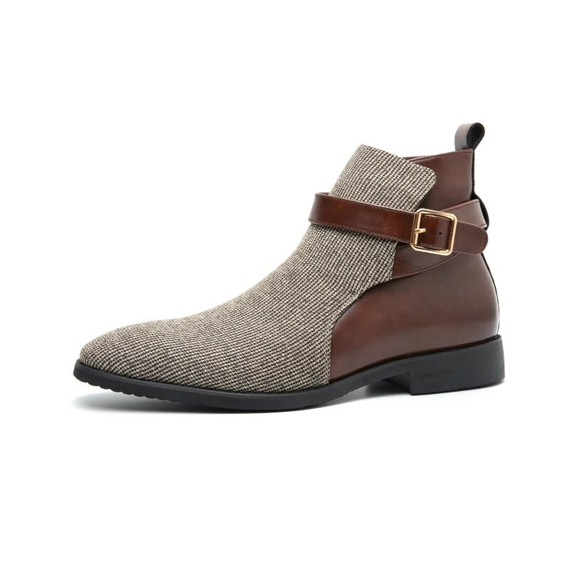 Meeste lühikesed saapad, pandlaga rihm Segavärvilised sinised pruunid meeste kingad tasuta kohaletoimetamisega Mood Käsitsi valmistatud poolsaapad meestele