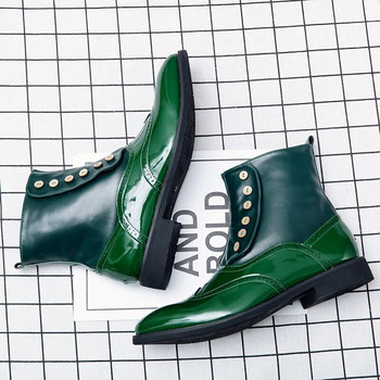 Ανδρικά μποτάκια Brogue Πράσινα Μαύρα Μόδα Classic Retro Brock Δωρεάν αποστολή Κοντές μπότες ανδρών Zapatos Hombre