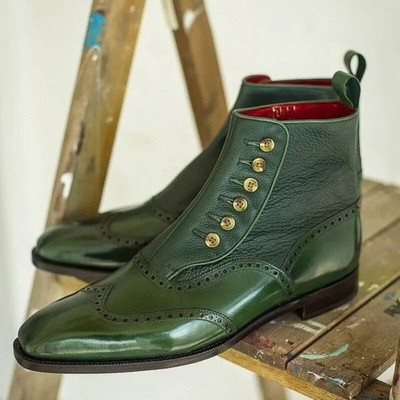 Botine Brogue Bărbați Verde Negru Moda Clasic Retro Brock Livrare Gratuită Cizme Scurte de Bărbați Zapatos Hombre