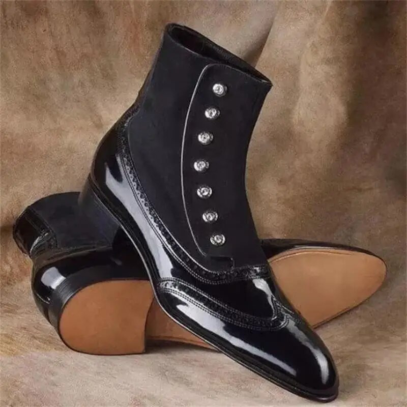 Meeste Brogue poolsaapad Rohelised Must Mood Klassikaline Retro Brock Tasuta kohaletoimetamine Lühikesed meeste saapad Zapatos Hombre
