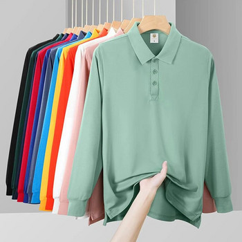 Πουκάμισο πουλόβερ Ανδρικό πουκάμισο γκολφ πόλο Φθινόπωρο Χειμερινό μακρυμάνικο πουκάμισο με πέτο μονόχρωμο Πόλο με κουμπί για γυναίκες Προσαρμόσιμο λογότυπο