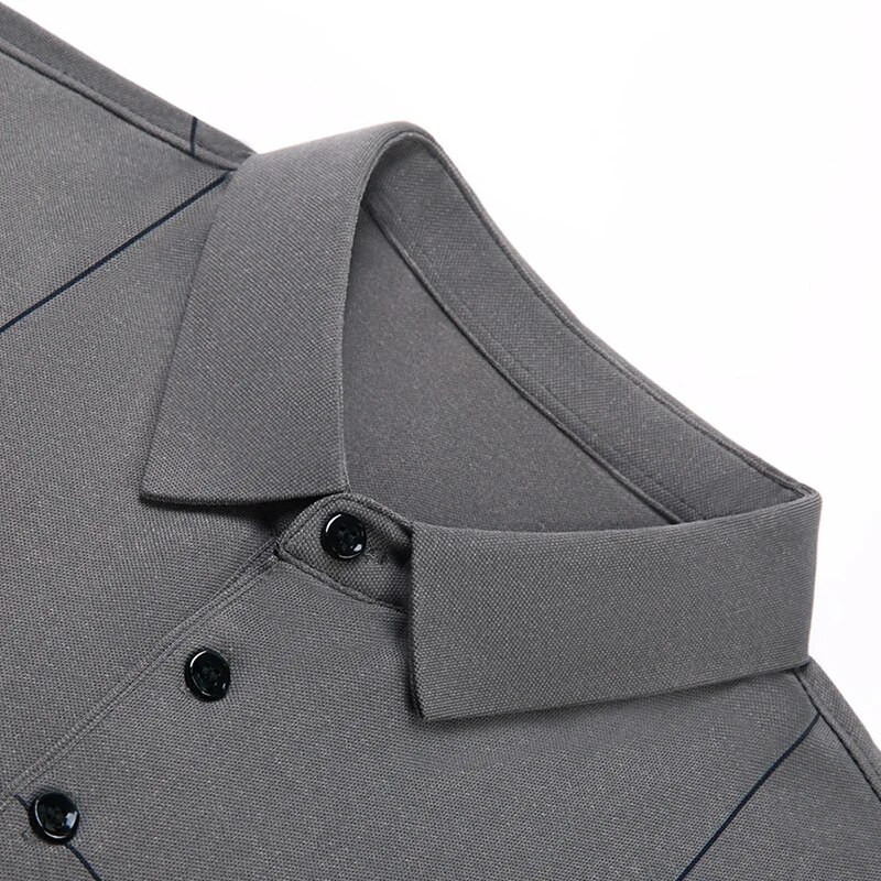 Nova korejska modna jednobojna polo majica, muška odjeća, dugih rukava, ležerna, uska muška polo majica s dugmadima i ovratnikom