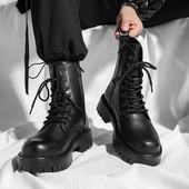 Martin Boots Meeste kingad Must Cargo Wear Briti stiilis vabaaja nahast saapad Meeste libisemiskindlad platvormsaapad Zapatos Hombre