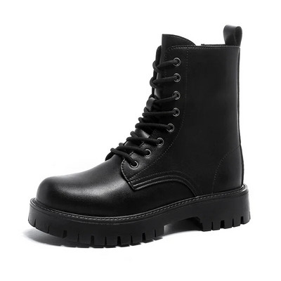 Martin Boots Meeste kingad Must Cargo Wear Briti stiilis vabaaja nahast saapad Meeste libisemiskindlad platvormsaapad Zapatos Hombre