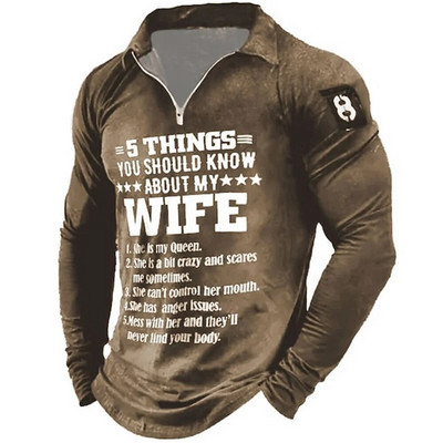 Vīriešu T-kreklu Apkakle Polo Vīriešu Apģērbi Golfa Vēstules Apģērbs 3D Druka Ielas Garās Piedurknes Rāvējslēdzējs Elpojošs Augstas kvalitātes Vīriešu Topi