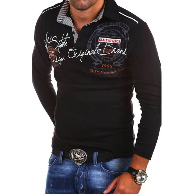 Μόδα Μακρυμάνικο Polo Ανδρικό πουκάμισο Casual Print Slim Πουκάμισο Polo Ανδρικό 4XL Para Hombre Polos