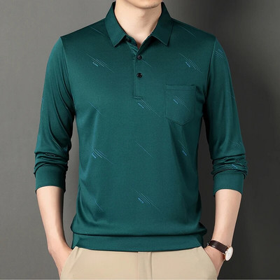 Νέο ανδρικό μπλουζάκι T-shirt Ανδρικό μακρυμάνικο πουκάμισο με γυριστό γιακά Κορεάτικο ανδρικό εμπριμέ φαρδύ αναπνέον επαγγελματικό πουκάμισο