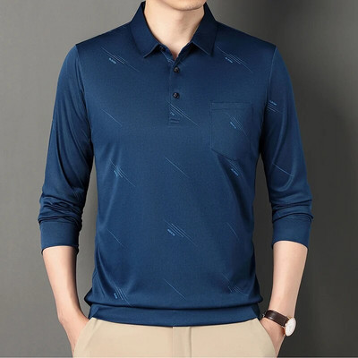 Νέο ανδρικό μπλουζάκι T-shirt Ανδρικό μακρυμάνικο πουκάμισο με γυριστό γιακά Κορεάτικο ανδρικό εμπριμέ φαρδύ αναπνέον επαγγελματικό πουκάμισο