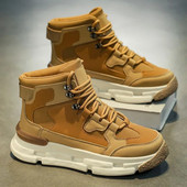 Meeste saapad kõrge ülaosaga ümmarguse ninaga sportlikud libisemisvastased veekindlad kulumiskindlad platvormid väljas, soovitatavad, mugavad, kõik sobivad