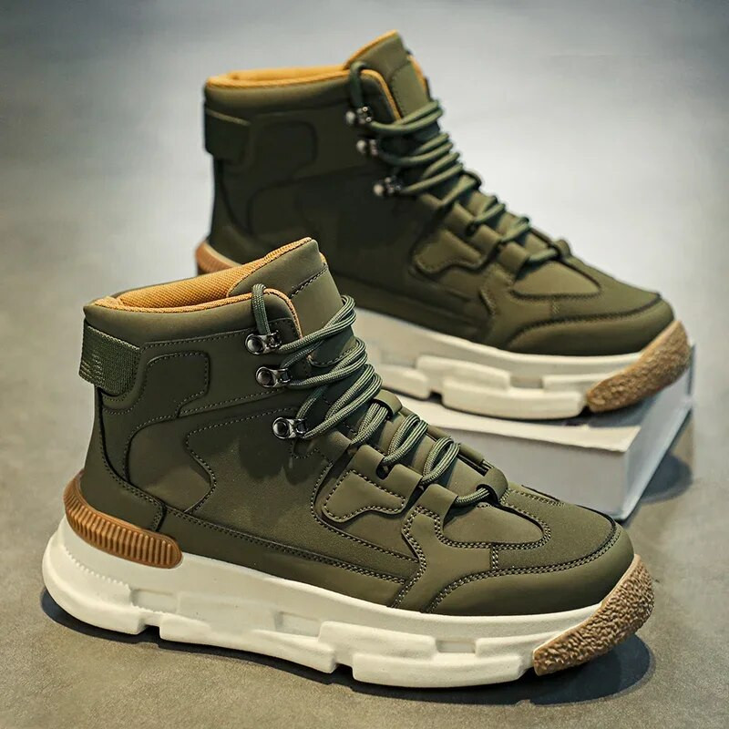 Meeste saapad kõrge ülaosaga ümmarguse ninaga sportlikud libisemisvastased veekindlad kulumiskindlad platvormid väljas, soovitatavad, mugavad, kõik sobivad