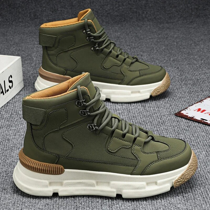 Meeste saapad kõrge ülaosaga ümmarguse ninaga sportlikud libisemisvastased veekindlad kulumiskindlad platvormid väljas, soovitatavad, mugavad, kõik sobivad