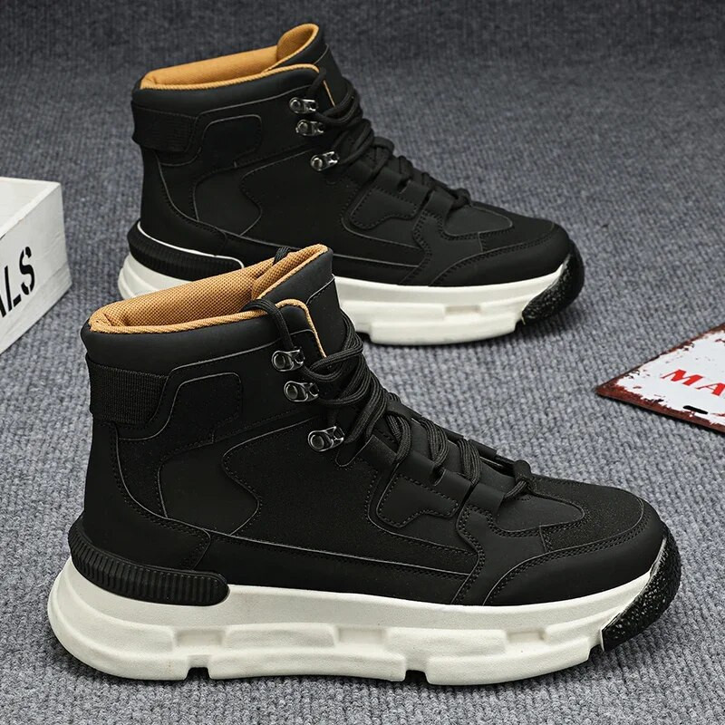 Meeste saapad kõrge ülaosaga ümmarguse ninaga sportlikud libisemisvastased veekindlad kulumiskindlad platvormid väljas, soovitatavad, mugavad, kõik sobivad