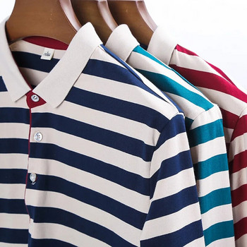 Κορυφαία ποιότητα βαμβακερά μακρυμάνικα μπλουζάκια πόλο ανδρικά ρούχα φθινόπωρο 2023 Νέα μόδα ριγέ, casual ανδρικά μπλουζάκια
