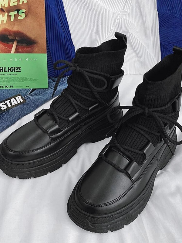 Rudens žiema Nauja mada Anglijos stiliaus Vyriški batai Patogūs Apvalūs Viduriniai Kulnai Suvarstomi Didinami Batai Neslystantys