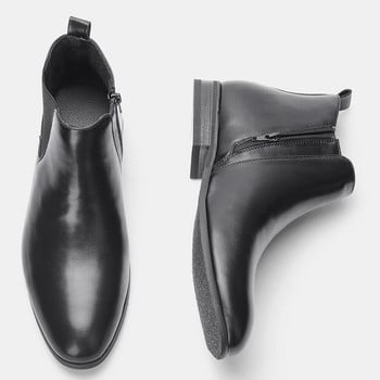 Νέες καφέ μπότες Chelsea για άντρες Μαύρες μικροΐνες Επαγγελματικές μπότες με φερμουάρ με στρογγυλά δάχτυλα ανδρικά με δωρεάν αποστολή Μεγάλο μέγεθος 39-50
