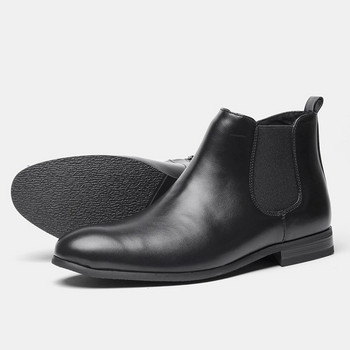 Νέες καφέ μπότες Chelsea για άντρες Μαύρες μικροΐνες Επαγγελματικές μπότες με φερμουάρ με στρογγυλά δάχτυλα ανδρικά με δωρεάν αποστολή Μεγάλο μέγεθος 39-50