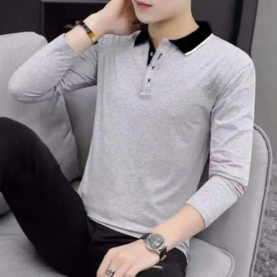 Kevadsuvi kaubamärgiga meeste särgid Polo Algne luksuslik disainer täis puuvillast pikkade varrukatega nööbiga vabaaja V-kaelusega topid