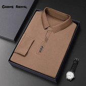 Modes Vīriešu Jauni Biznesa Solīdi Polo krekli Pavasara Rudens Kokvilnas Garās Piedurknes Pogas Atloks Vīriešu Apģērbi Brīvi Ikdienas T-kreklu Topi