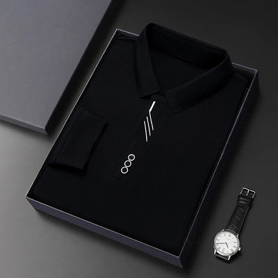 Modes Vīriešu Jauni Biznesa Solīdi Polo krekli Pavasara Rudens Kokvilnas Garās Piedurknes Pogas Atloks Vīriešu Apģērbi Brīvi Ikdienas T-kreklu Topi