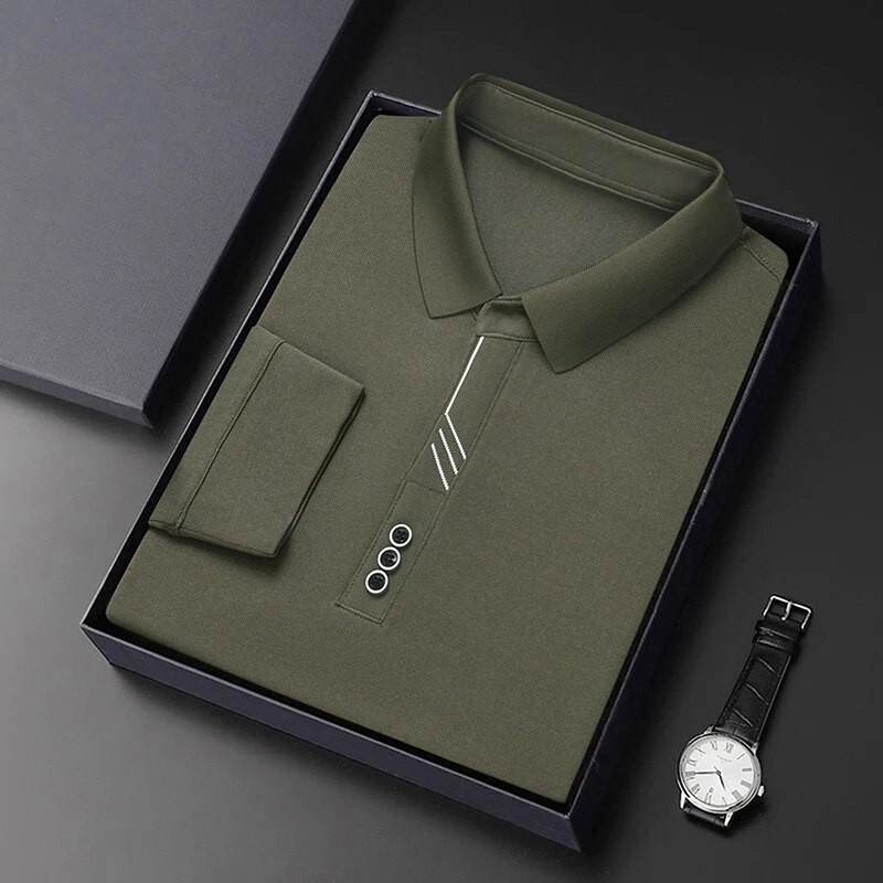 Modes Vīriešu Jauni Biznesa Solīdi Polo krekli Pavasara Rudens Kokvilnas Garās Piedurknes Pogas Atloks Vīriešu Apģērbi Brīvi Ikdienas T-kreklu Topi